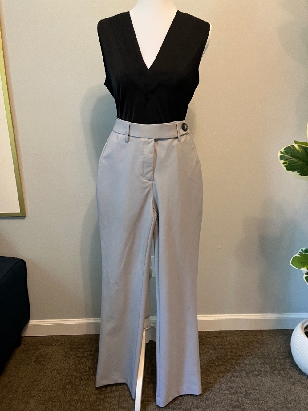 JL Atelier Light Gray Trouser Pants Size S/P Stretch